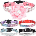 Rhinestone Cute Cat Collar Head Safety Buckle Bell Kitten Pet Collar Activity Big Flower Soft Cat Collar
