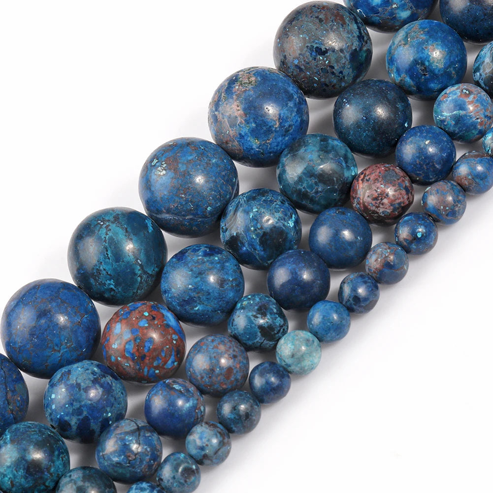 Wholesale Natural Semi Gemstone Round 4MM-10MM Smooth Blue American Turquoise Stone Beads Kuoyu Brand for Jewelry DIY