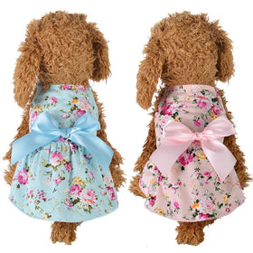 Factory Price Summer Cotton Pet Puppy Princess Dress Fancy Western & Classic Dog Skirt With Bowknot