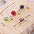 Faceted Copper Inlaid Zircon Ring Multicolor Opening Adjustable Simple Fashion Design Jewely For Women Anniversary