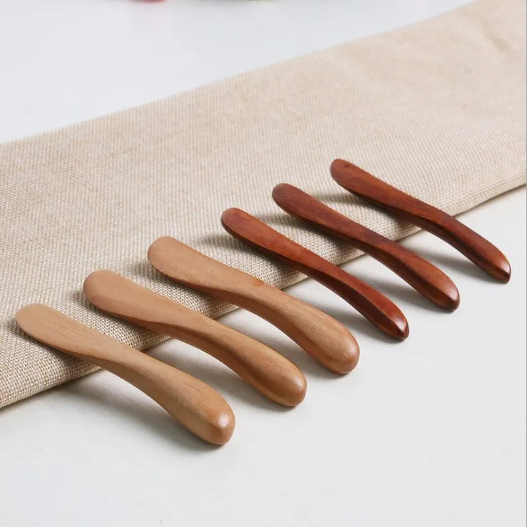 7.5cm Natural Bamboo Wood Cosmetic Facial Cream Spatula Massage Plastic Beauty Tools