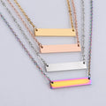 Inspirational Quotes Custom Engraved Stainless Steel Gold Bar Necklace Classic Link Chain Gold Plating Perfect Birthday Gift