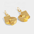 Personalized Trendy Simple Geometric Crossed Origami Design Irregular Brass 18K Gold Plated Pendant Earrings for Party