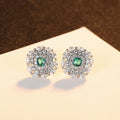 CZCITY Elegant Woman Luxury Earing Famous Brand Zircon Diamond Bridal Silver Flower Big Stud Earring
