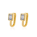 Radiant Cut Cubic Zirconia Minimalist Jewelry Huggie 18k Gold 925 Sterling Silver Hoop Earrings