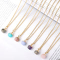 Stainless Steel Chain Healing Raw Gemstone Birthstone Rose Quartz Faceted Natural Stone Pendant Necklace