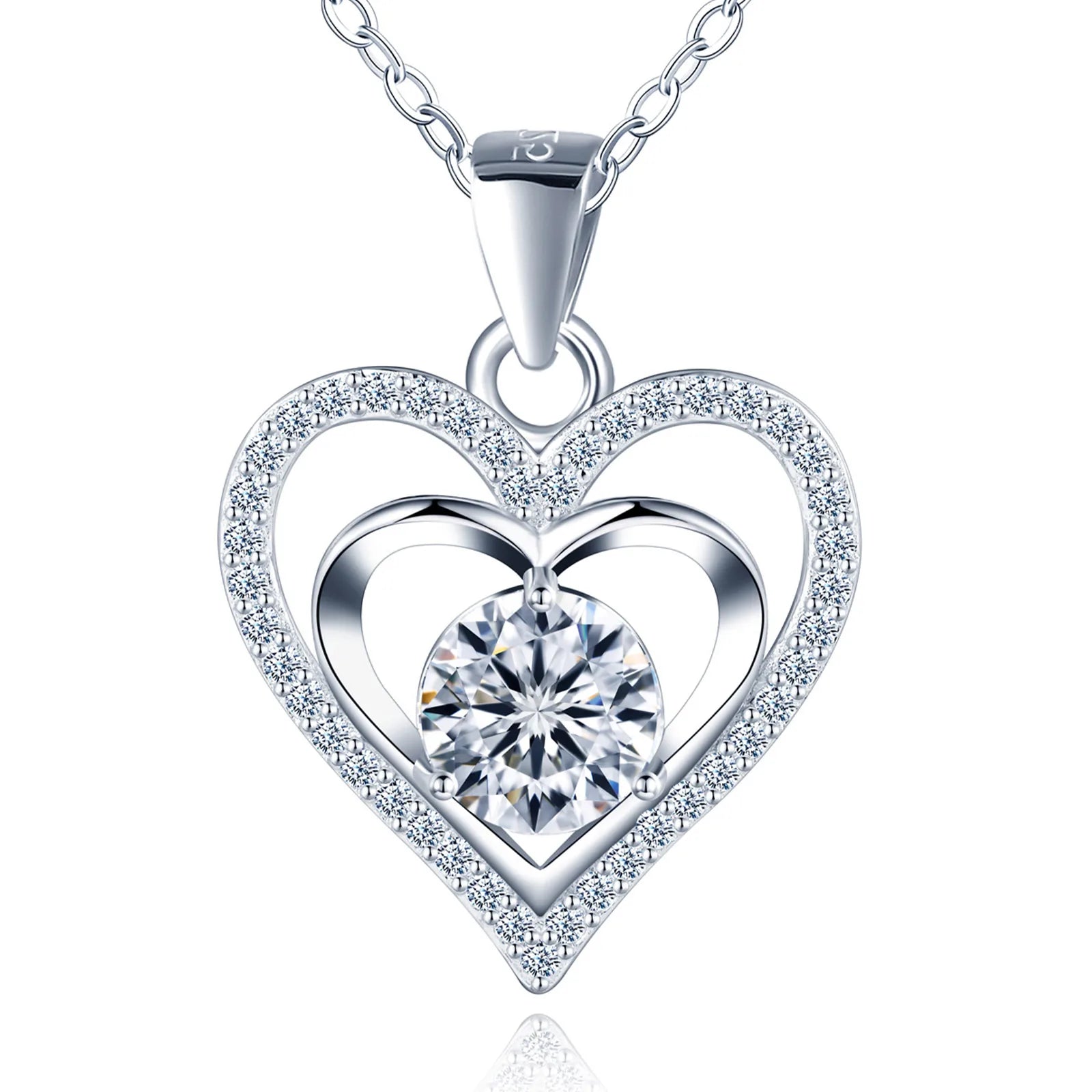 Hot Sale Fine Jewelry S925 Sterling Silver Full Diamond VVS1 Moissanite love Heart Pendant Necklace Valentine's Day Jewelry Gift