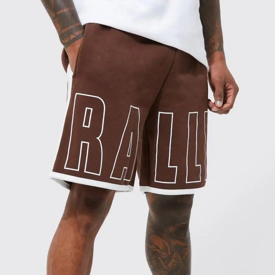Customized Logo Casual Plus Size Elastic Waist Cotton Color Block Men Sweat Shorts