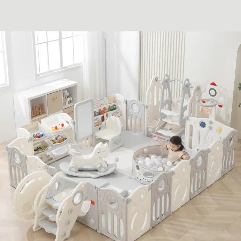 2025 New Design Children's Play Pen Sliding Swing Indoor Children's Activity Center Fence Baby Play Pen