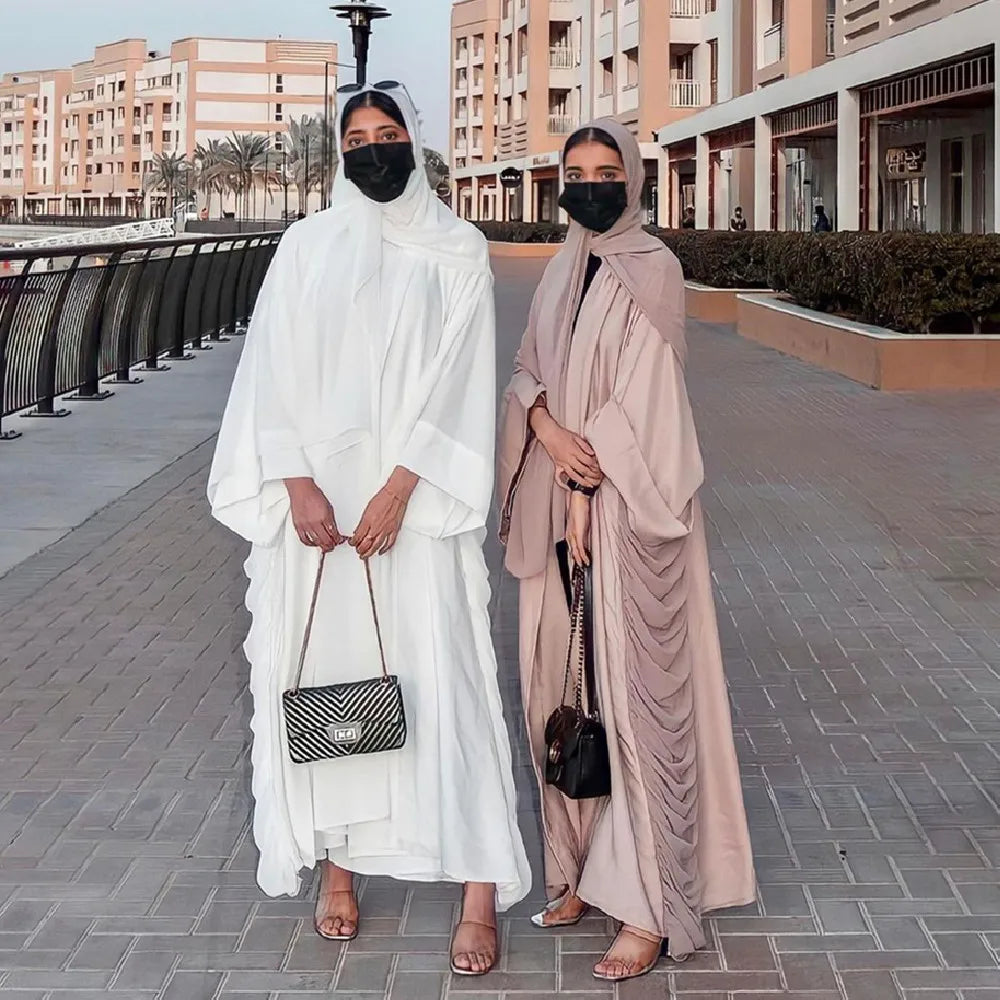 Loriya Islamic Clothing Women's Dresses Front Open Abaya Women Muslim Dress Nida Modest Cardigan Kimono Abaya Eid Ramadan