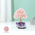 Natural Stone Crafts Handmade Rose Quartz Copper Wire Tree Gifts Healing Gemstone Decoration Tree