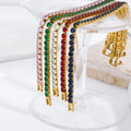 New Vintage Jewelry 4mm Tennis Chain Gold Plated Stainless Steel Claw Setting Full Cubic Zircon Bracelet for Women