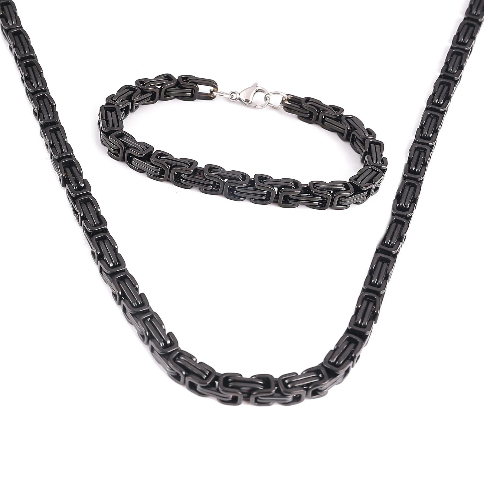 Mens Fashion Jewelry Stainless Steel Bracelet King Chain Necklace