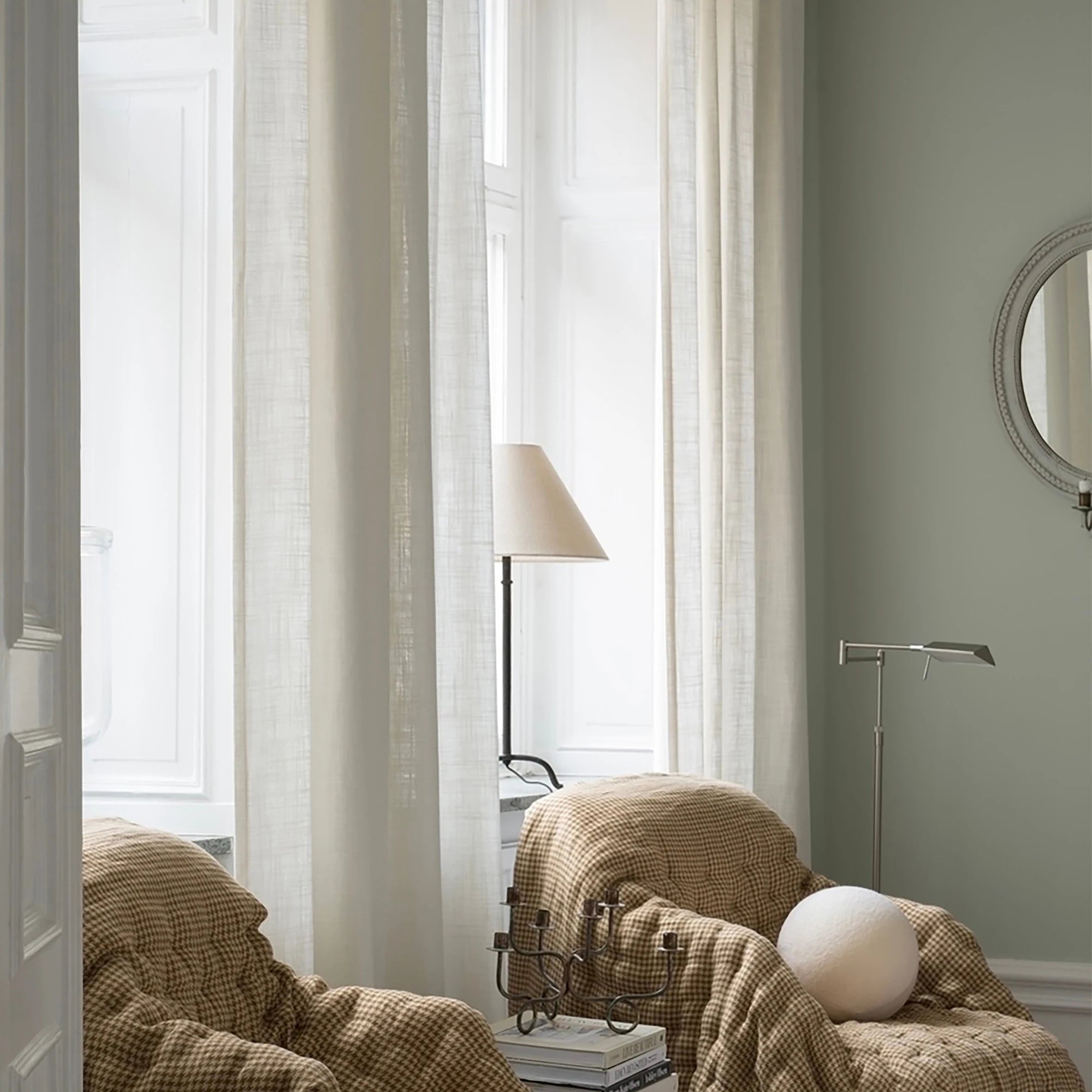 Customizable Linen Textured Tulle Curtains Blackout Polyester Fabric Pinch Pleat for Home & Cafe Use-for Living Room Windows