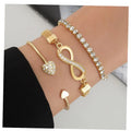 VKME Fashion Infinite 8 Crystal Inlay Rhinestones Heart Bracelet Set Jewelry  for Women Jewelry