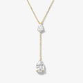 925 Sterling Silver Women Jewelry Gold Plated Pear Drop CZ Pendant Lariat Y Necklace