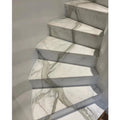 Modern Natural Calacatta White Marble Indoor Stair Tread Elegant Design for Villa Stairs