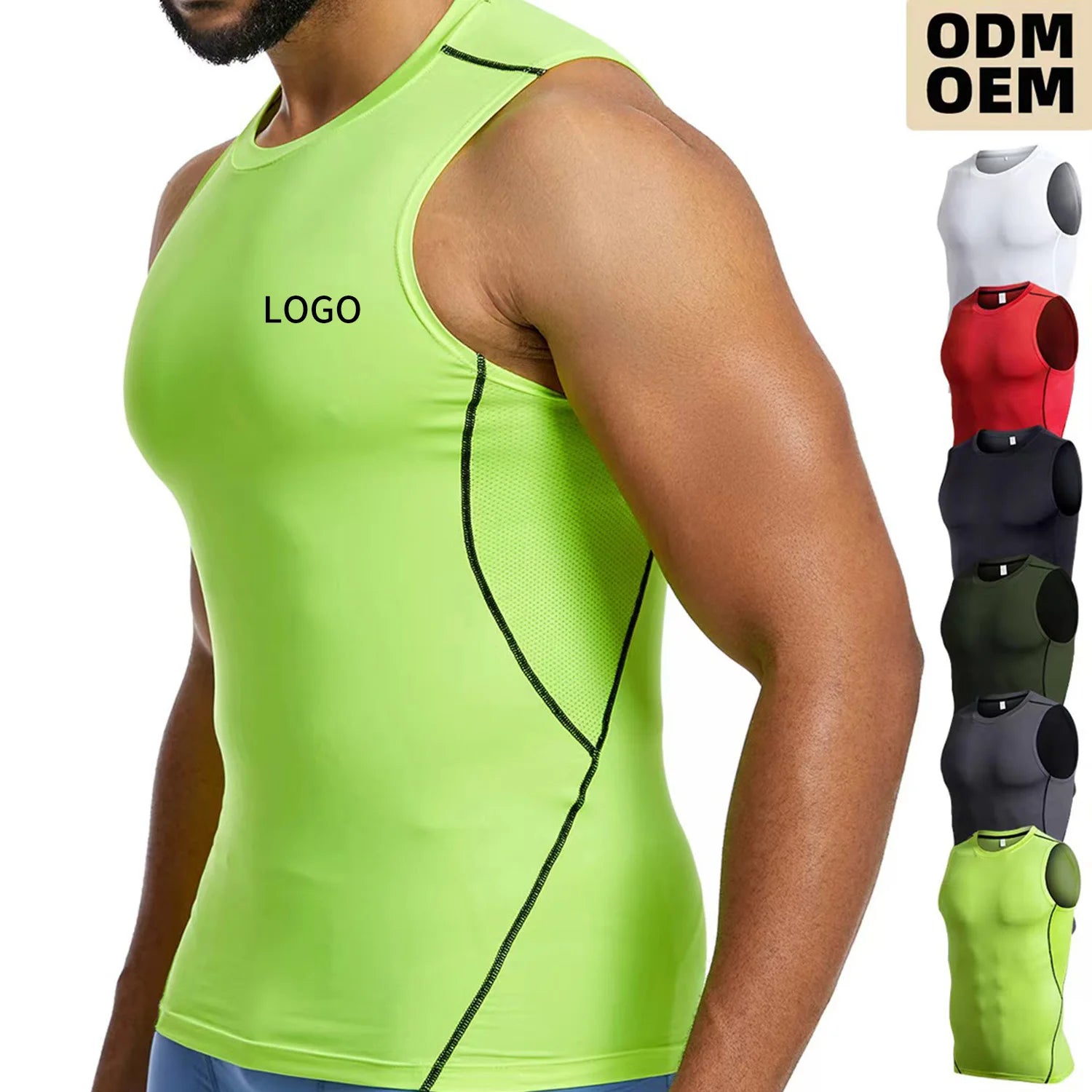 Custom Logo Quick Drying Breathable Men's Sporty Tank Tops Compression Soft Sleeveless T-Shirts Lightweight Gym Vest for Men