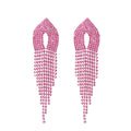 Fashionable Coral-Colored Diamond Earrings Trendy Style Girl's Sparkling Crystal Studs Rhinestones Copper Jewelry for Weddings