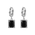 Wholesale Fashion  square Silver Hoop Earrings for Women Exaggerated Black Stone Fashion Style Jewelry