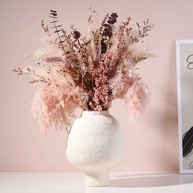 Ins Style Ceramic Tabletop Vase Wabi-Sabi Retro Design High-End Simple Home Accessory for Flower Arrangement Rustic Styling Matt