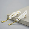 Lotus Fun Handmade 925 Sterling Silver 18k Gold Plated Cute Goose Feather Drop Earrings Luxury Jewelry Gifts for Women