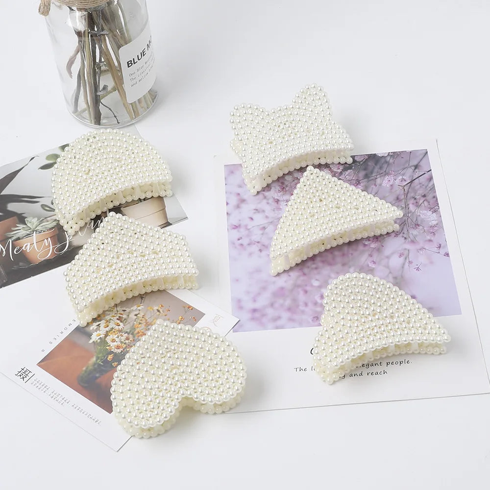 Fashion Geometric Hair Clips Claws Pearl Artificial Pearl Hair Accessories Decorative Hairpin for Women Girls