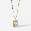 Minos Stainless Steel Necklace Jewelry Gold Plated Pendant Gemstone Necklace White Zircon Necklace for Gift