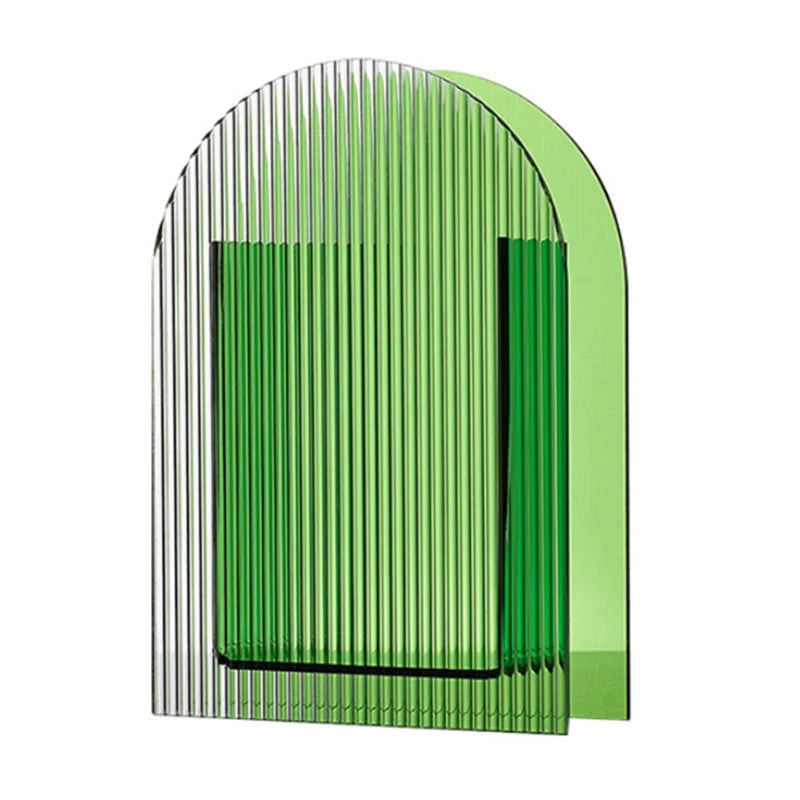 Hot Selling Acrylic Striped Green Vase Glass Flower Vase Decoration Vase