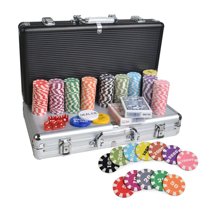 200pcs/set Bulk Order Customize Denomination Ceramic Material Texas Hold'em 10g Ceramic Poker Chips Set
