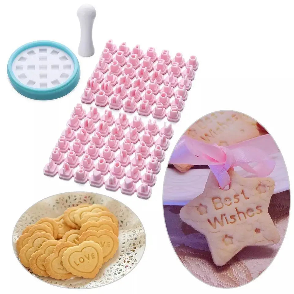 84 Piece Alphabet Stamp Cookie Cutter Set Number Letter Biscuit Fondant Embosser Cutter Mold
