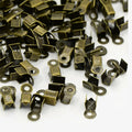 100PC Folding Crimps Clamp Clip Connector Ends Cords for Leather Jewellery DIY Craft Accessories