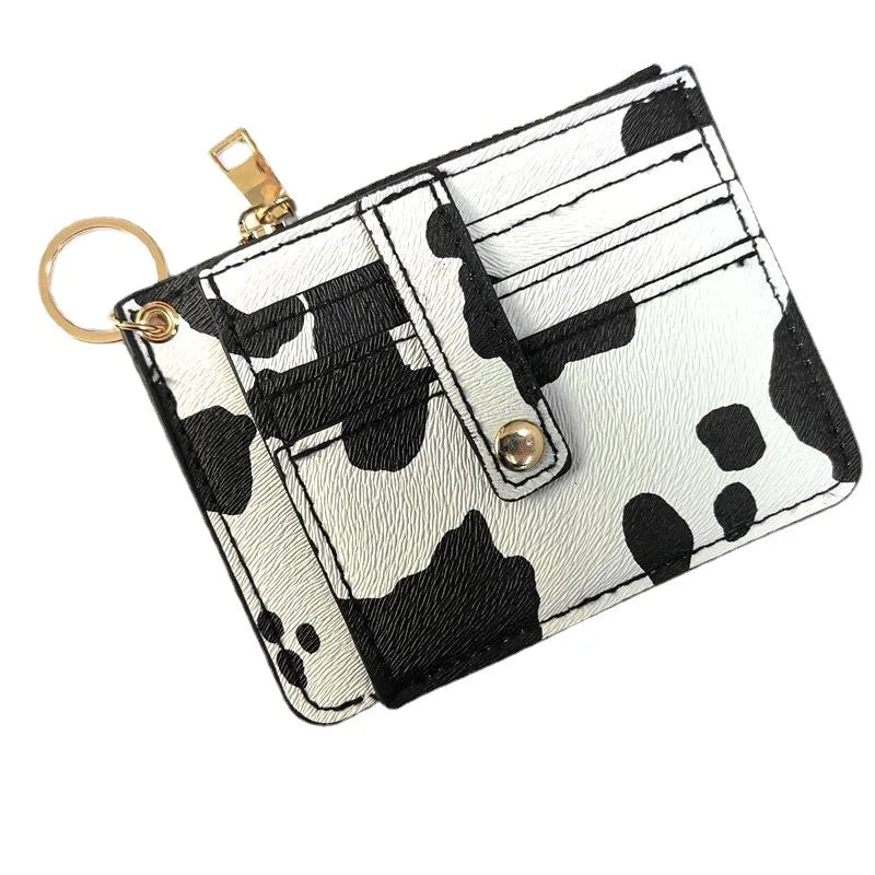 Custom Designer Women Zipper PU Leather Coin Purse Mini Key Chain Small Minimalist Slim Wallets Card Holder Wholesale