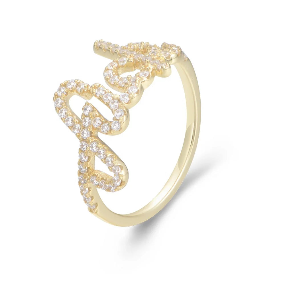 Personality Fashion S925 Sterling Silver Pig Nose Shape Zircon Rings 14K Gold Plated Hollow Eternity Ring for Women Female