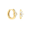 LOZRUNVE Gold Filled Jewelry 925 Sterling Silver 18k Zircon Flower Huggie Hoop Earrings Jewelry
