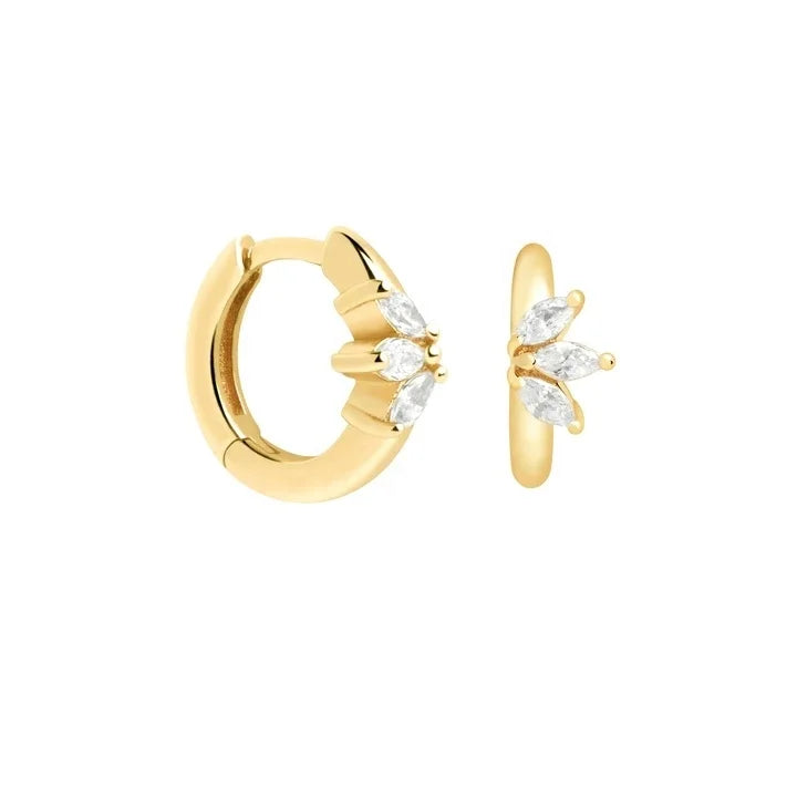 LOZRUNVE Gold Filled Jewelry 925 Sterling Silver 18k Zircon Flower Huggie Hoop Earrings Jewelry