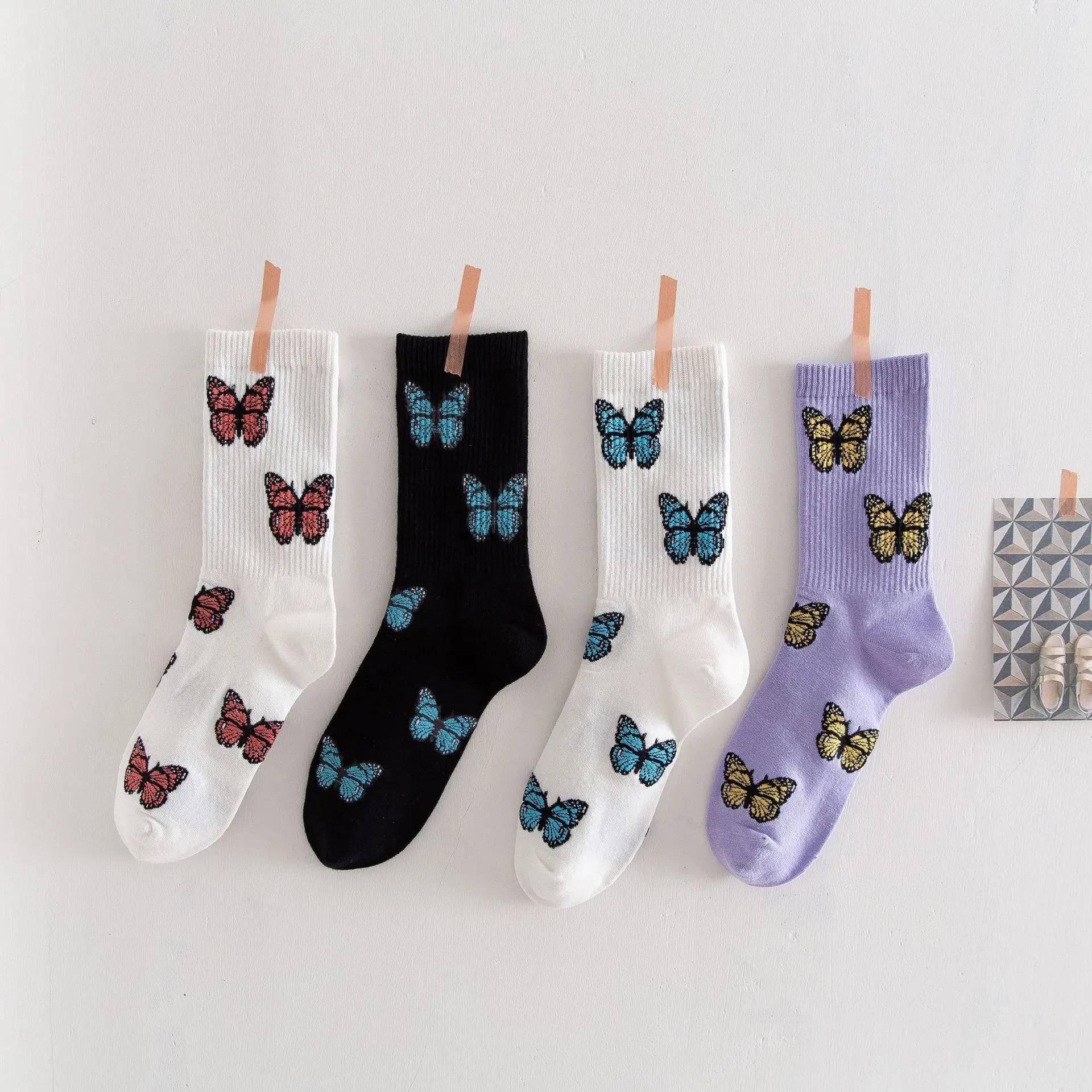 Wholesale Funny Ladies Socks Fashion Custom Cotton Womens butterfly Socks