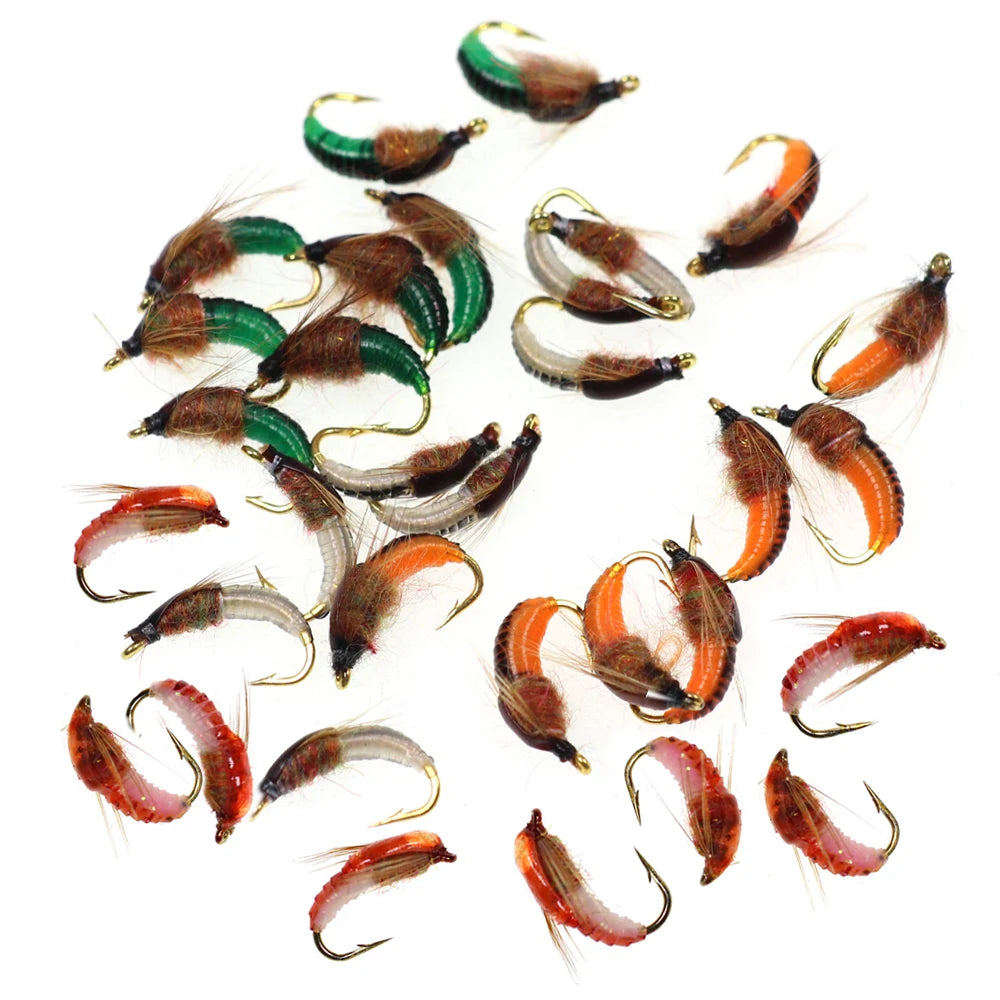 Realistic Nymph Scud Caddis Pupa Fly Fishing Lure for Trout & Pike River Use Artificial Soft Bait with High Carbon Steel Hook