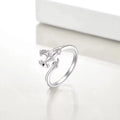 Jurassic Era Animal Jewelry S925 Sterling Silver Rhodium Plated Dinosaur Pterosaurs Open Ring