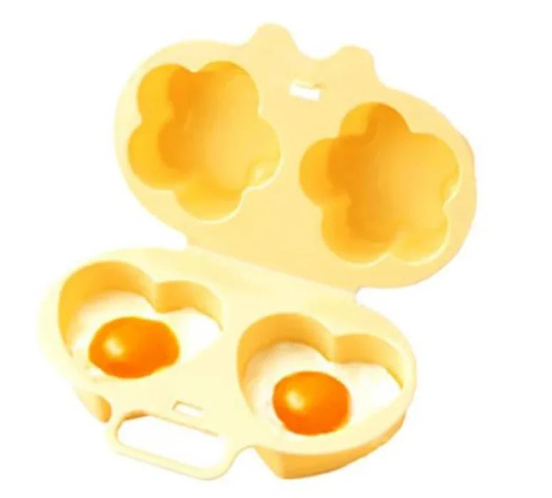 Kitchen Cooking Gadgets Heart and Flowers Shape Microwave Egg Steamer Microwave Egg Bowl Cooker Plastic Egg Tray Mold