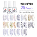 MissGel Gold Diamond Shiny Glitter Top Gel Wholesale Nail Supplies Custom UV Glitter No Wipe Nail Gel Top Coat