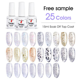 MissGel Gold Diamond Shiny Glitter Top Gel Wholesale Nail Supplies Custom UV Glitter No Wipe Nail Gel Top Coat