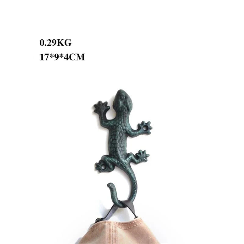 Wall Mounted Garden Decor Hanger Creative Home Shop Display Metal Retro Realistic Gecko Cute Metal Wall Hook MegaBDM
