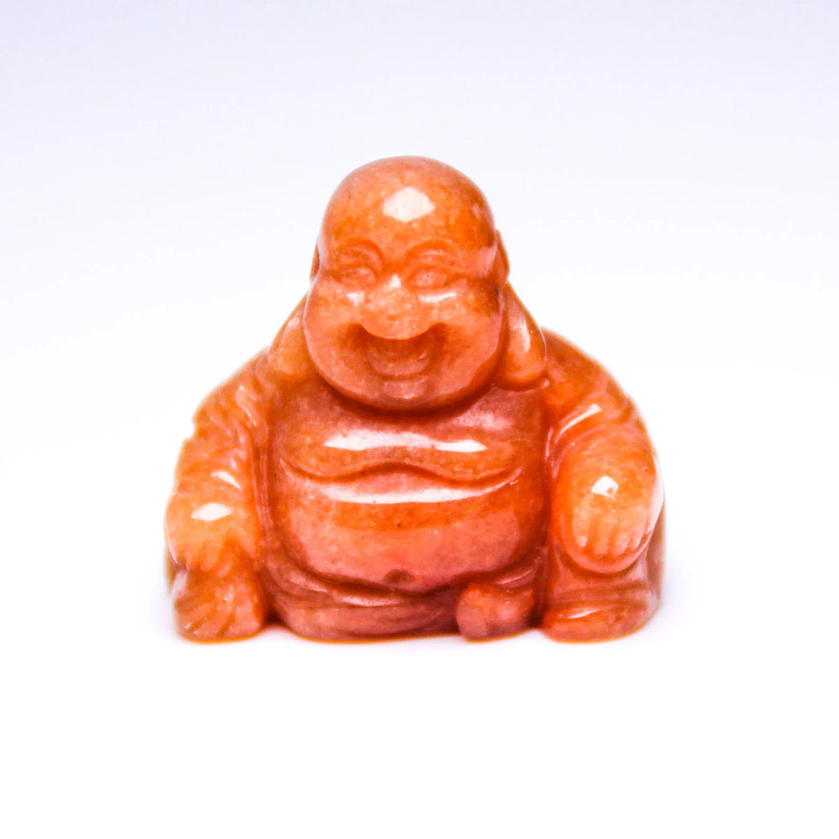 Huiying Custom Production Semi-precious Stones gemstone red aventurine sitting happy buddha Carvings 30*30mm MegaBDM