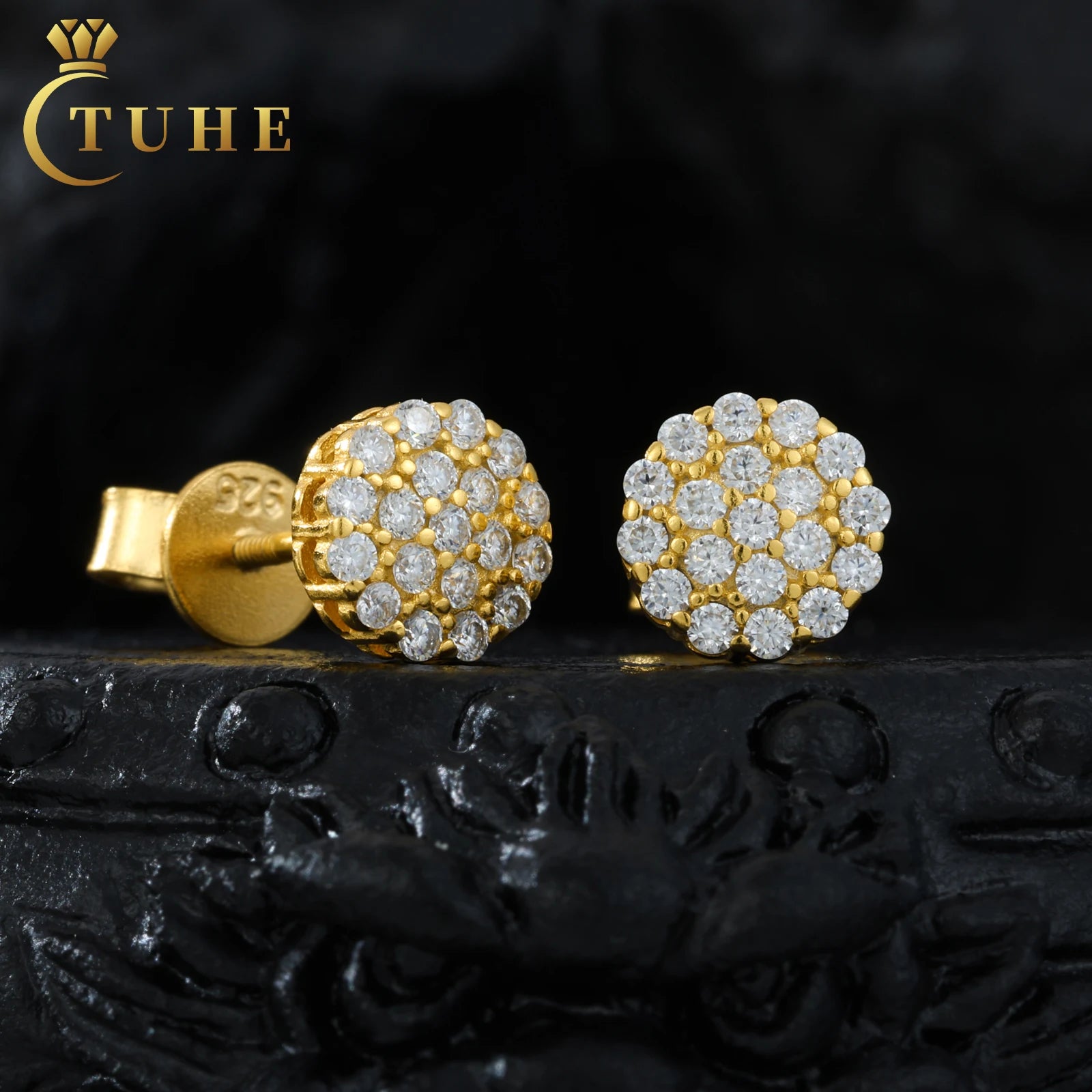 Custom Fashion Handmade Jewelry Gold Plated 925 Sterling Silver VVS Moissanite Diamond Stud Earring With Certified