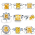 Mylove 925 Silver Ring Fine 8A Yellow Zircon Classic Style Wedding Jewelry for Women and Men for Parties
