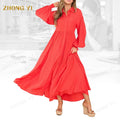 Clothing Factory Wholesale Custom Women Pure Color Loose Style Simple Design Plus Size Autumn New Casual Maxi Dresses