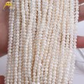 Goldleaf Wholesale 3A Quality 3-4 mm White Colour Potato Shape Pearl Strands  Natural Freshwater Pearl DIY Pearl Necklace