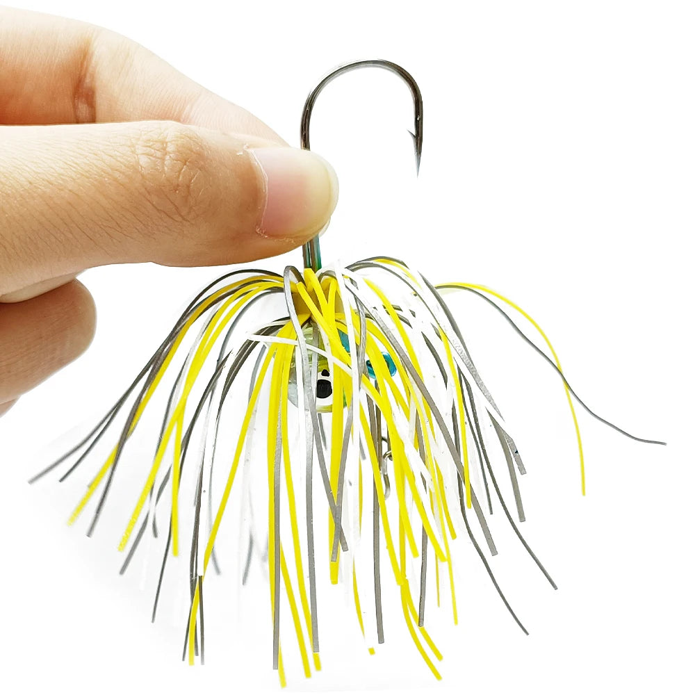 Newbility Jigging Fishing Lures 19g Chatterbait Lead Head Silicone Skirts Spinner Fishing Lures Scrounger Jigheads