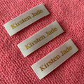 Beautiful Gold logo Brand Luxury Satin Labelshiny Gold Woven Label for Neck